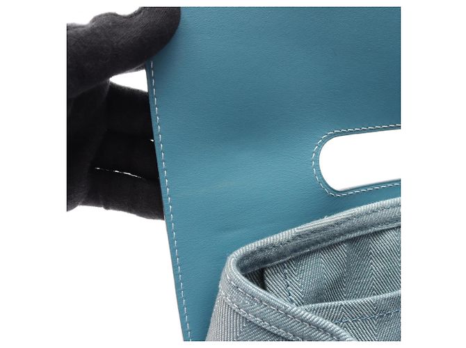 Hermès Hermes Valparaiso PM Blue Jean Handtasche Blau - Ansicht 5