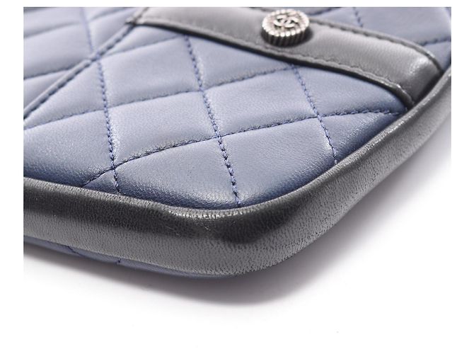 Borsa a tracolla Chanel Girl Nero Blu navy - vista 11