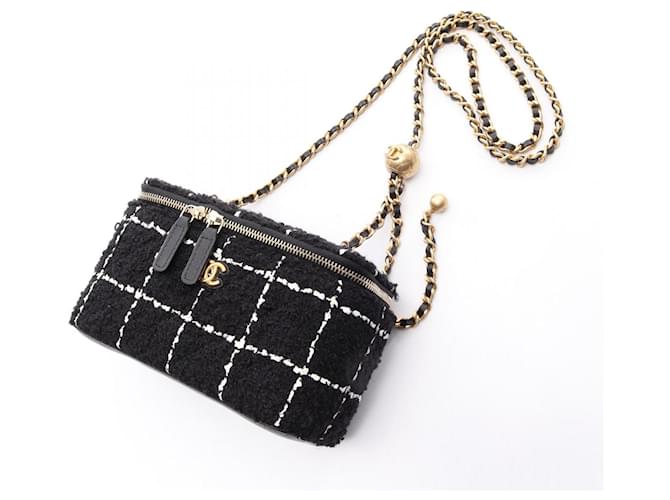 Borsa a tracolla vanity Chanel Coco Mark Nero Bianco - vista 7