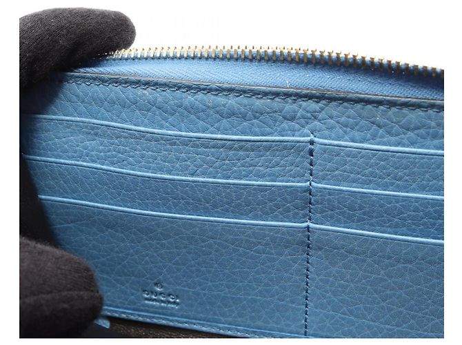 Cartera larga redonda Gucci Bamboo en azul - Ansicht 10