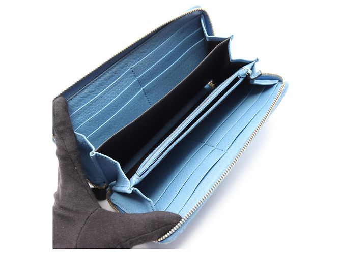 Cartera larga redonda Gucci Bamboo en azul - Ansicht 3