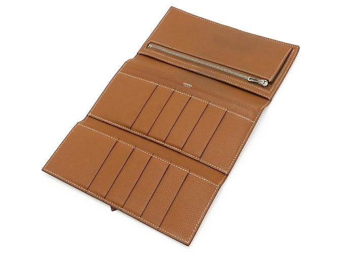Hermès Hermes Bearn 2PLIS Dreifach-Langgeldbörse Braun Kamel - Ansicht 7