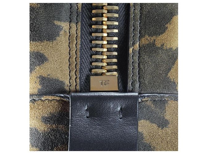 Tom Ford Pochette da viaggio in scamosciato leopardato Marrone Stampa leopardo - vista 2