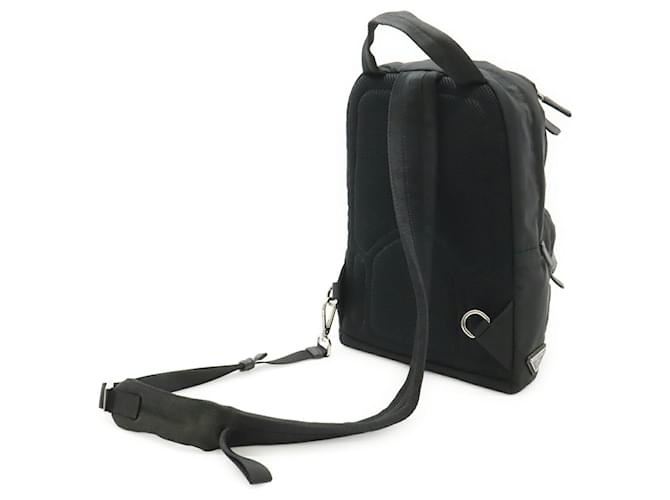 Borsa a tracolla in nylon e pelle Prada Nero - vista 3