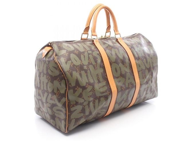 Borsa Boston Louis Vuitton Keepall 50 Marrone Cachi - vista 2