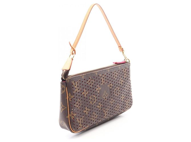Borsa Louis Vuitton Pochette Accessoires Marrone Rosa Fuschia - vista 2