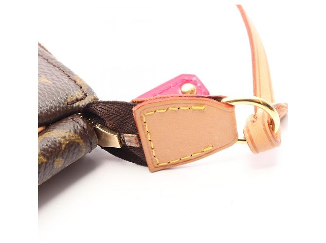Borsa Louis Vuitton Pochette Accessoires Marrone Rosa Fuschia - vista 8
