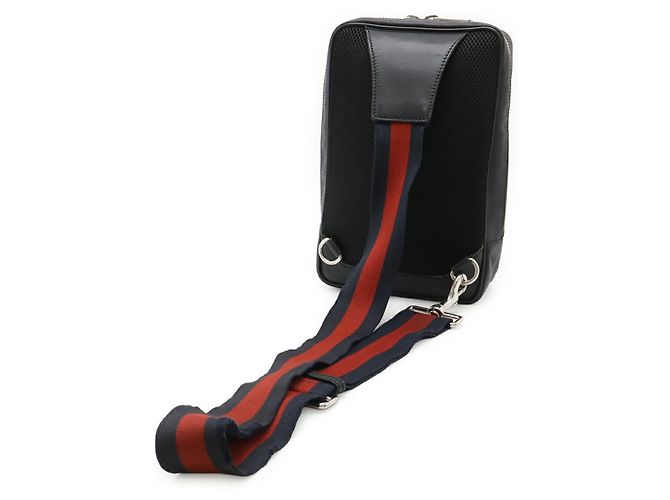 Borsa a tracolla Gucci GG Supreme Web Stripe Marrone Nero Rosso Blu navy - vista 3