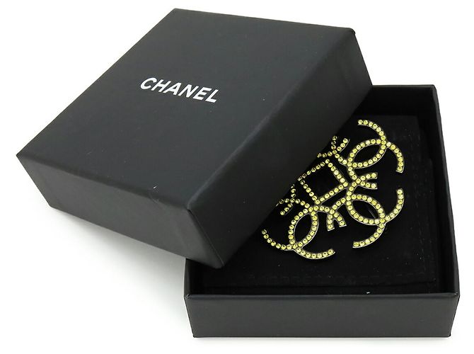 Chanel Coco Mark Strass-Brosche Schwarz Golden - Ansicht 7