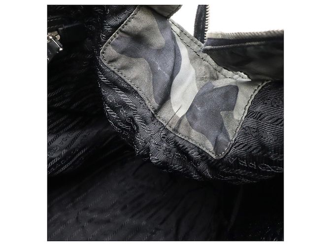 Borsa Tote a Spalla Grande Prada Camouflage Nero Multicolore Verde - vista 10