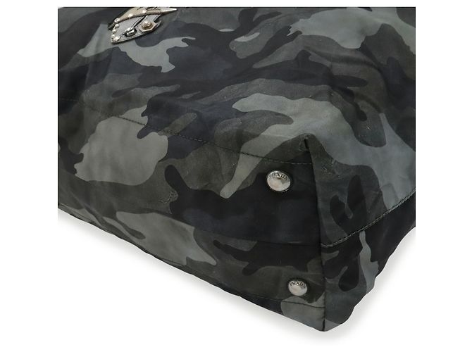Borsa Tote a Spalla Grande Prada Camouflage Nero Multicolore Verde - vista 4