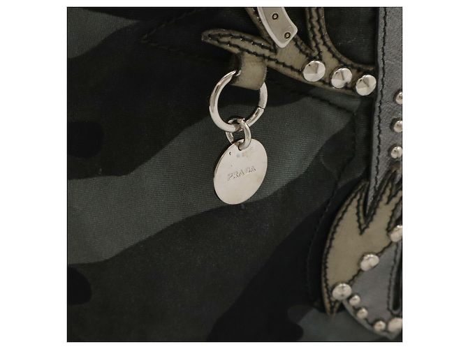 Borsa Tote a Spalla Grande Prada Camouflage Nero Multicolore Verde - vista 6