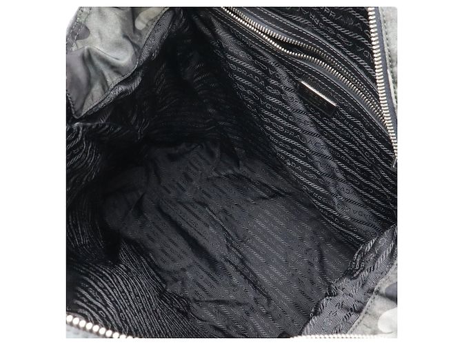 Borsa Tote a Spalla Grande Prada Camouflage Nero Multicolore Verde - vista 9