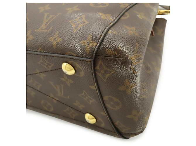 Borsa Louis Vuitton Monogram Montaigne MM Borsa a Spalla Marrone Bianco Monogramma - vista 4