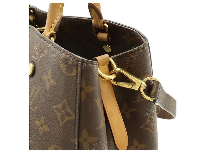 Borsa Louis Vuitton Monogram Montaigne MM Borsa a Spalla Marrone Bianco Monogramma - vista 8