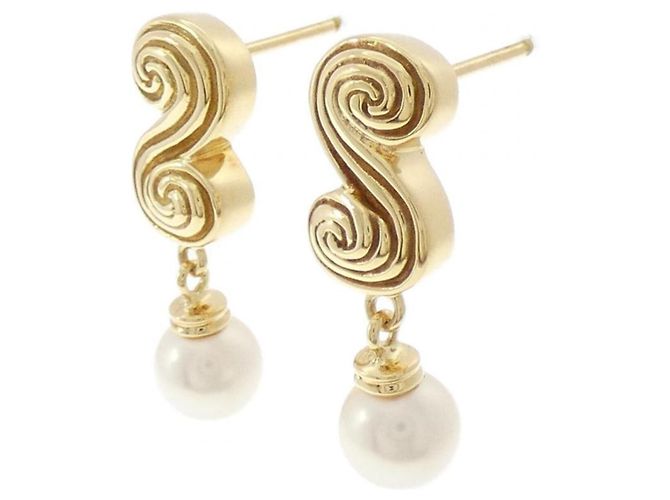 Boucles d'oreilles Tiffany & Co. en or jaune 18K et perles Akoya - vue 2