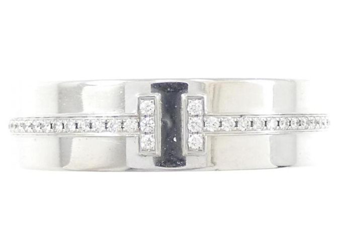 Tiffany & Co Anello per dito Tiffany T in oro bianco 18K e diamante - vista 2