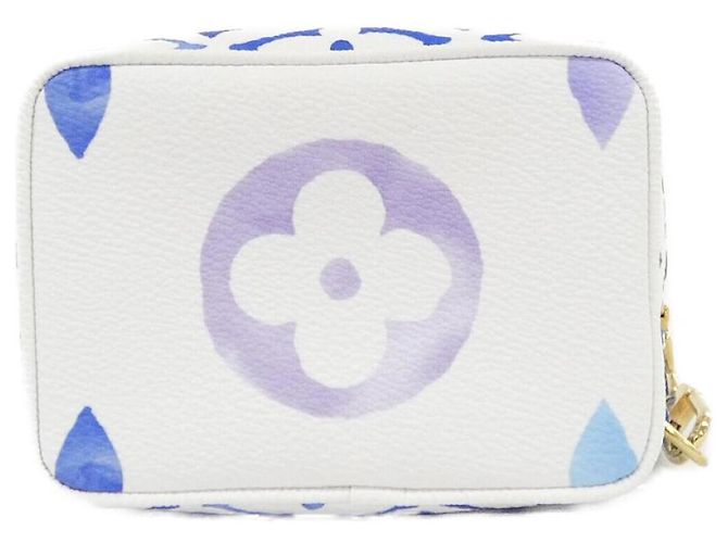 Louis Vuitton Monogram Flower Tile Handbag Pouch Blue - view 2