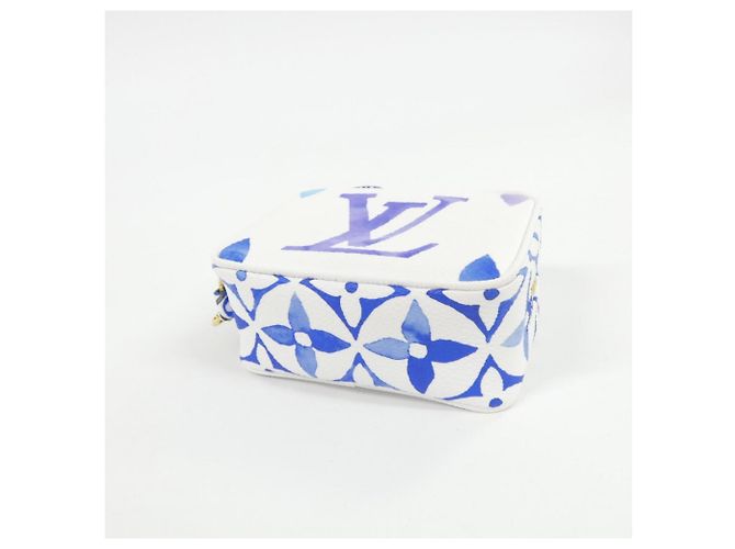 Louis Vuitton Monogram Flower Tile Handbag Pouch Blue - view 3
