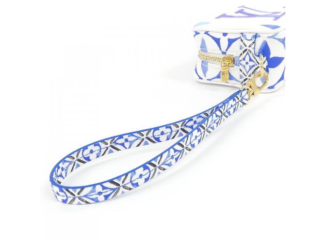 Louis Vuitton Monogram Flower Tile Handbag Pouch Blue - view 4
