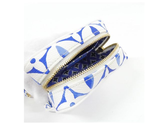 Louis Vuitton Monogram Flower Tile Handbag Pouch Blue - view 6