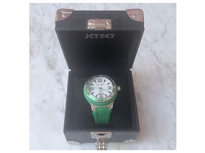 Autre Marque Jet Set WB30 Herrenuhr Weiß Grün Silber Hardware - Ansicht 2
