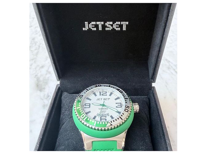 Autre Marque Jet Set WB30 Herrenuhr Weiß Grün Silber Hardware - Ansicht 3