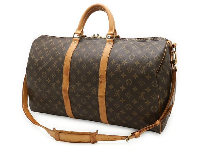 Louis Vuitton Monogram Keepall Bandoulière 50 Borsa Boston Marrone - vista 3