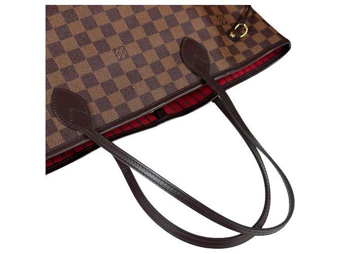 Borsa Tote Louis Vuitton Neverfull MM Damier Marrone Fuschia - vista 9