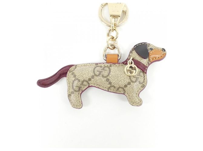 Charm per borsa Gucci beige e marrone scuro pelle tela - vista 2