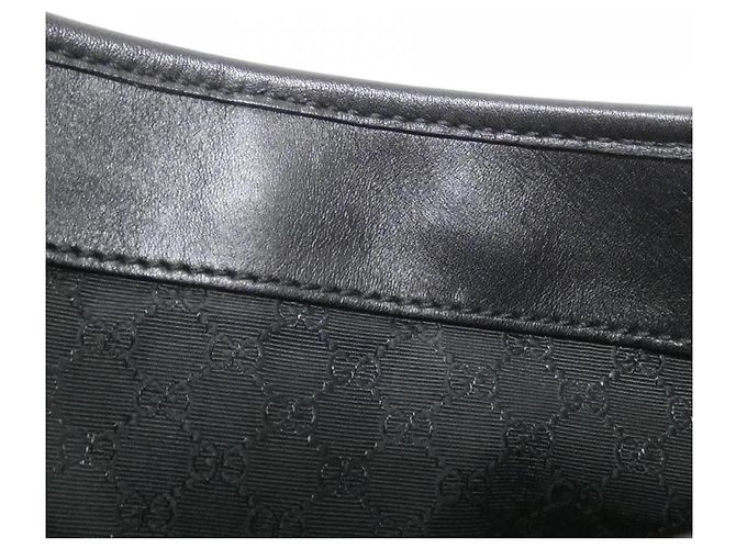 Borsa a tracolla Gucci 28628 in denim e pelle nera Nero - vista 8