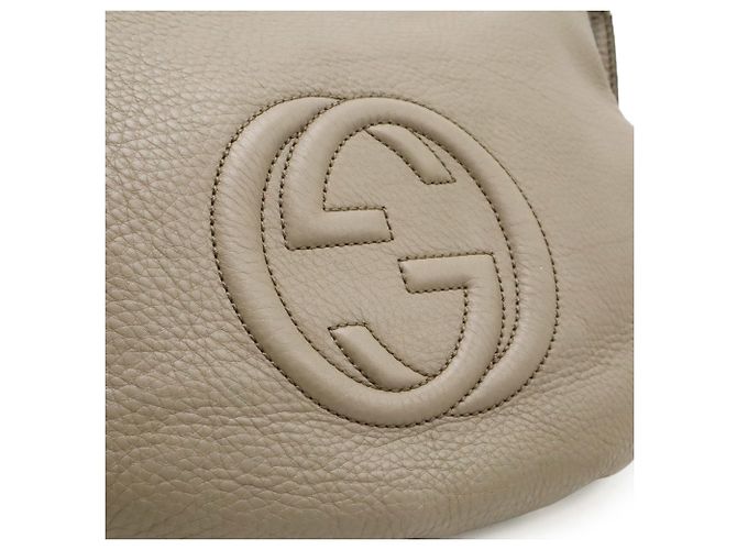 Borsa a tracolla GUCCI Soho Interlocking G con nappa Grigio - vista 10