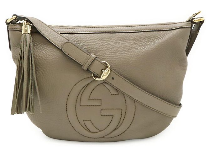 Borsa a tracolla GUCCI Soho Interlocking G con nappa Grigio - vista 2