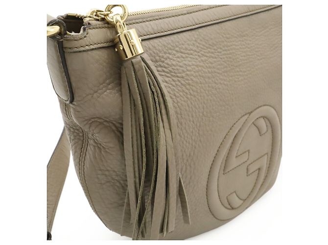 Borsa a tracolla GUCCI Soho Interlocking G con nappa Grigio - vista 7