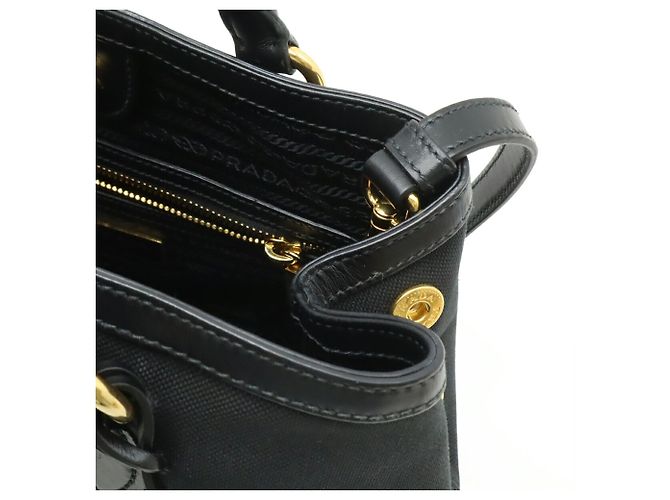 Borsa Tote e Borsa a Spalla in Jacquard Prada Nero - vista 5
