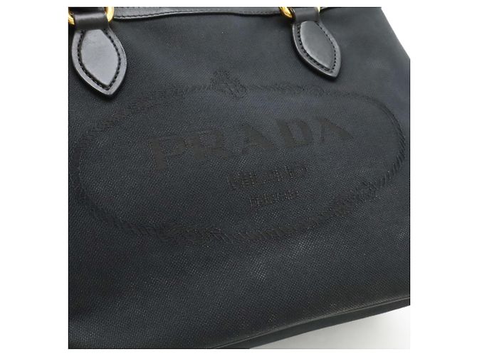 Borsa Tote e Borsa a Spalla in Jacquard Prada Nero - vista 9