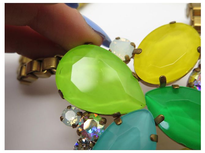 PHILIPPE FERRANDIS CRAVATE NECKLACE COLORED STONES & RHINESTONES GOLD-TONE METAL Golden - view 10