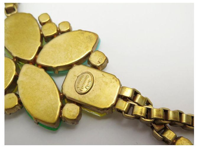 PHILIPPE FERRANDIS CRAVATE NECKLACE COLORED STONES & RHINESTONES GOLD-TONE METAL Golden - view 11