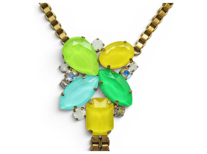 PHILIPPE FERRANDIS CRAVATE NECKLACE COLORED STONES & RHINESTONES GOLD-TONE METAL Golden - view 2