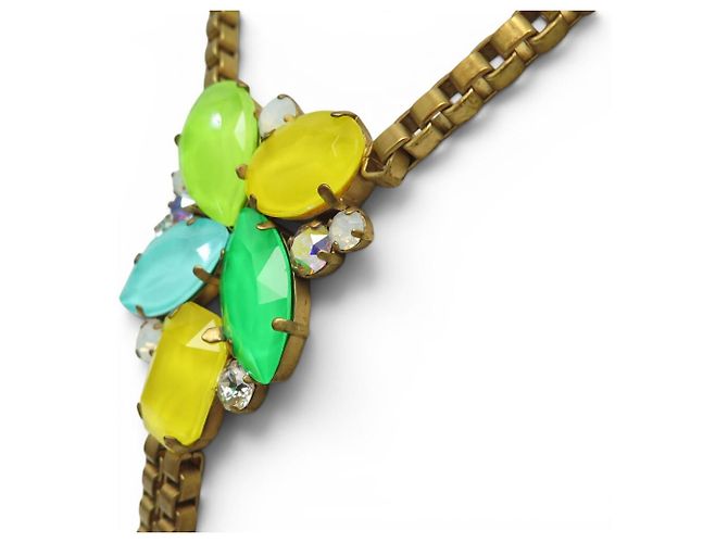 PHILIPPE FERRANDIS CRAVATE NECKLACE COLORED STONES & RHINESTONES GOLD-TONE METAL Golden - view 3
