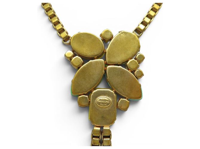 PHILIPPE FERRANDIS CRAVATE NECKLACE COLORED STONES & RHINESTONES GOLD-TONE METAL Golden - view 4