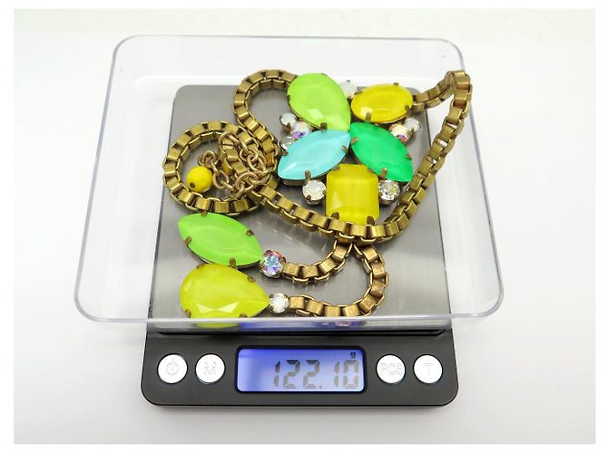 PHILIPPE FERRANDIS CRAVATE NECKLACE COLORED STONES & RHINESTONES GOLD-TONE METAL Golden - view 6