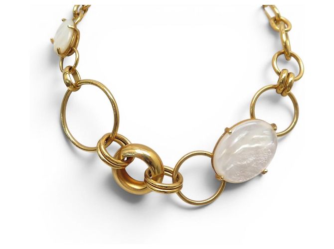 COLLANA PHILIPPE FERRANDIS CHUNKY RAS DEL COLLO CON MAGLIE XXL MADREPERLA D'oro - vista 3