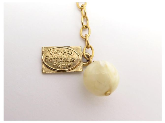 COLLANA PHILIPPE FERRANDIS CHUNKY RAS DEL COLLO CON MAGLIE XXL MADREPERLA D'oro - vista 6
