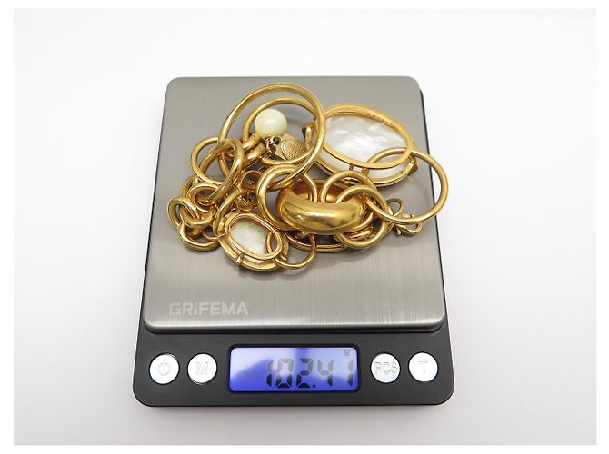 COLLANA PHILIPPE FERRANDIS CHUNKY RAS DEL COLLO CON MAGLIE XXL MADREPERLA D'oro - vista 7