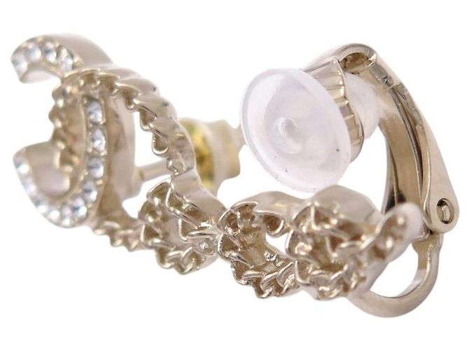 NUEVO ARO ÚNICO DERECHO CHANEL COCO LOGO CC STRASS CON CADENA Dorado - vista 2