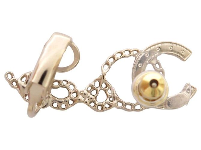 NUEVO ARO ÚNICO DERECHO CHANEL COCO LOGO CC STRASS CON CADENA Dorado - vista 4