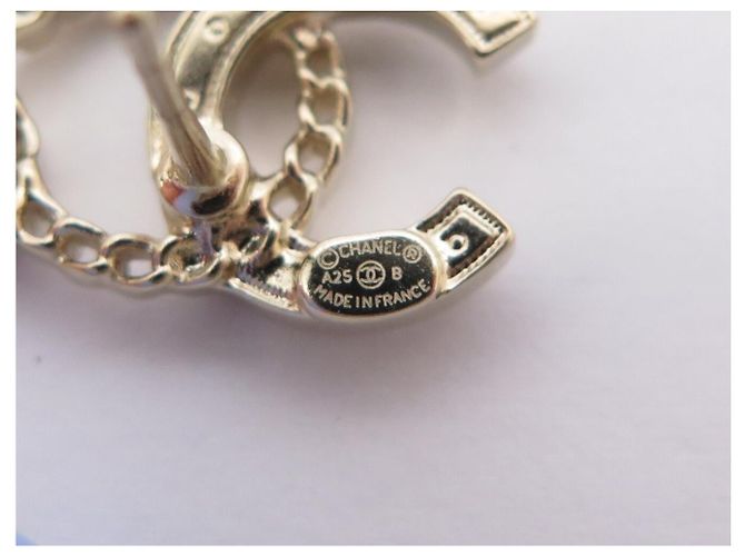 NUEVO ARO ÚNICO DERECHO CHANEL COCO LOGO CC STRASS CON CADENA Dorado - vista 7