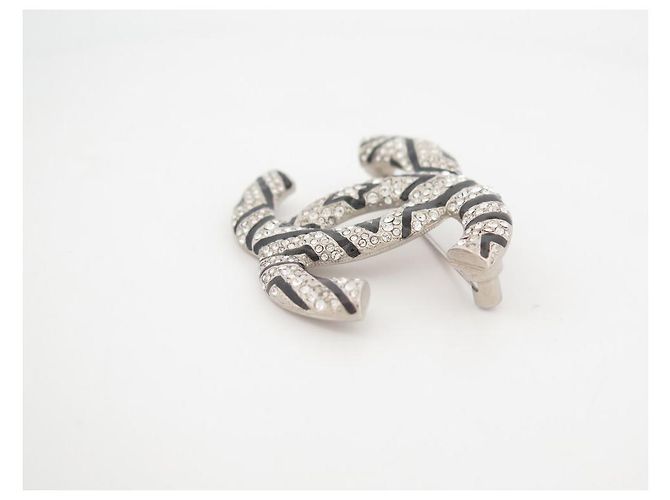 NEUER CHANEL LOGO CC STERN STRASS SILBERFARBENES METALL SILVER STEEL BROSCHE - Ansicht 4