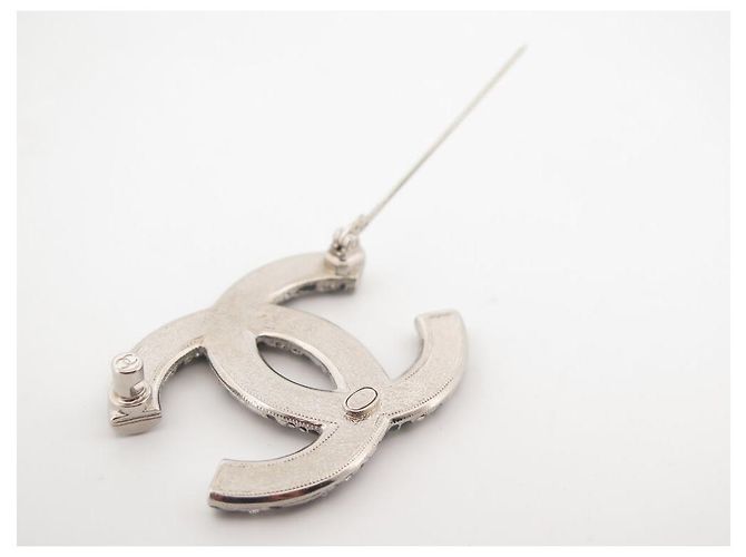 NEUER CHANEL LOGO CC STERN STRASS SILBERFARBENES METALL SILVER STEEL BROSCHE - Ansicht 5